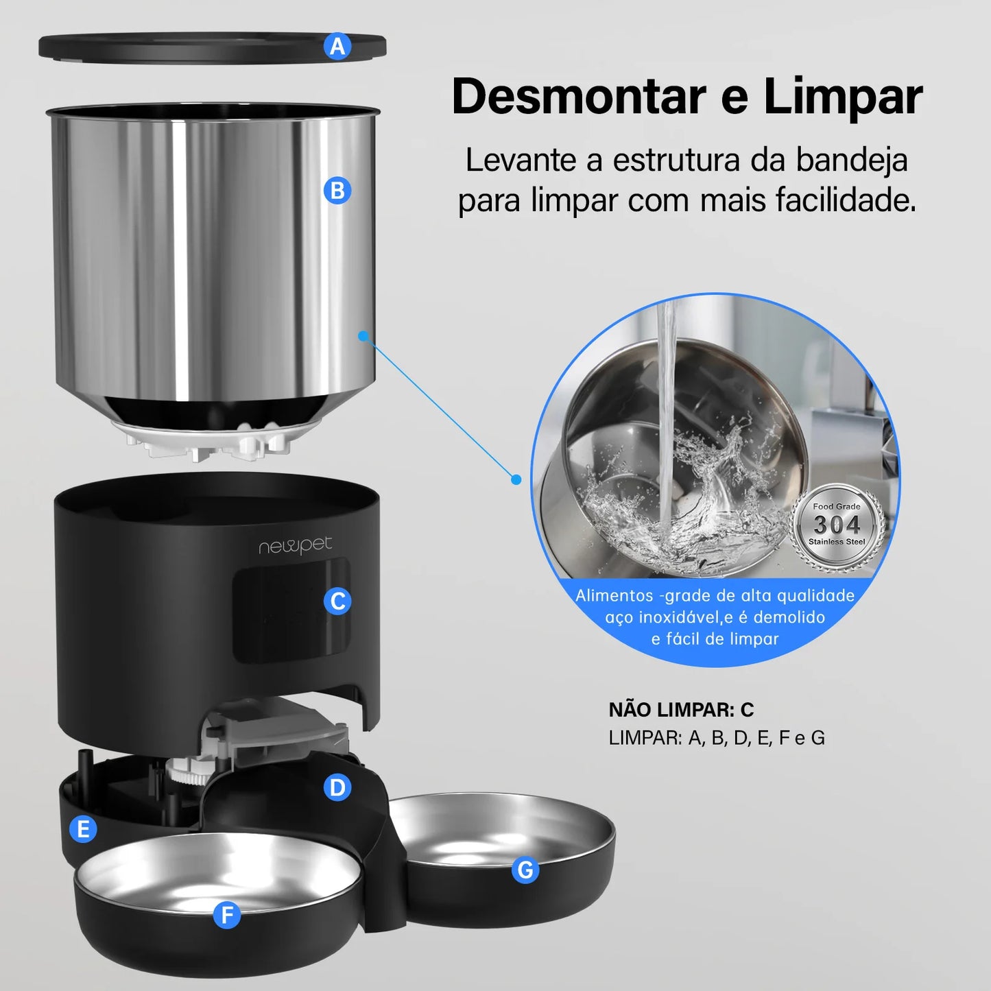 Alimentador inteligente para cães e gatos, com microfone e wi fi