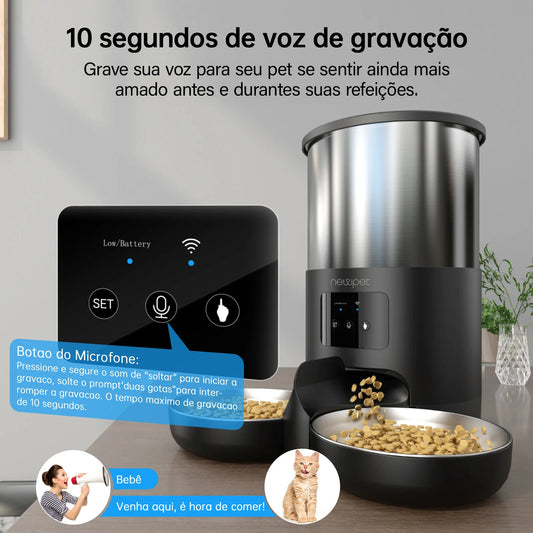 Alimentador inteligente para cães e gatos, com microfone e wi fi